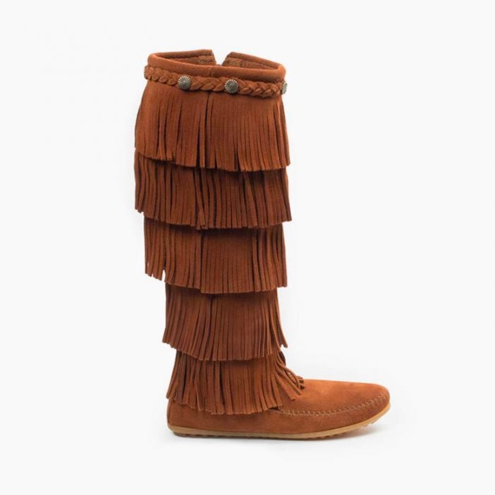 Minnetonka Brown 5-Layer Fringe Boot